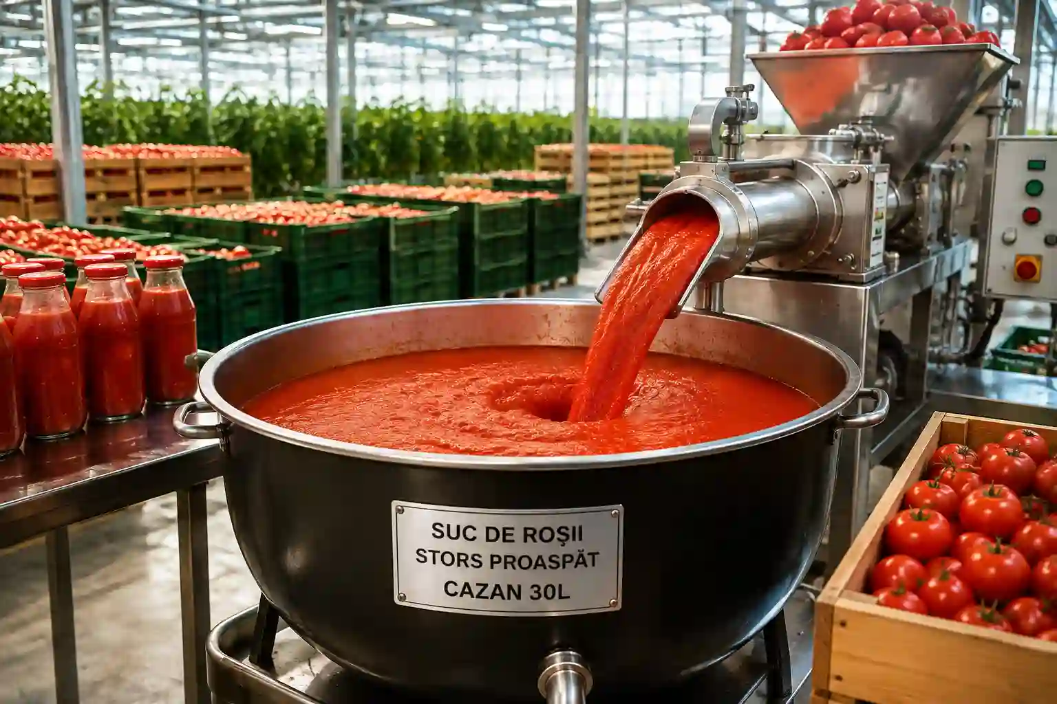 Suc de roșii natural făcut pe loc în Buzău, din hibrizi prunișoare Redix